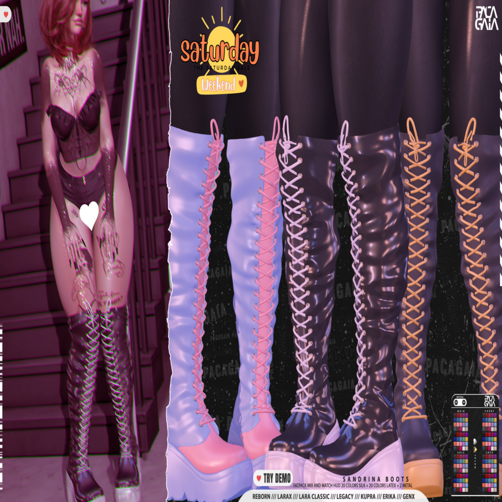 Sandrina Boots - Erika/GenX/Inithium/Legacy/Maitreya/Reborn/+mods	&lt;a href=&quot;http://maps.secondlife.com/secondlife/INCUBI/173/140/3082&quot; target=&quot;_blank&quot;&gt;Teleport&lt;/a&gt;