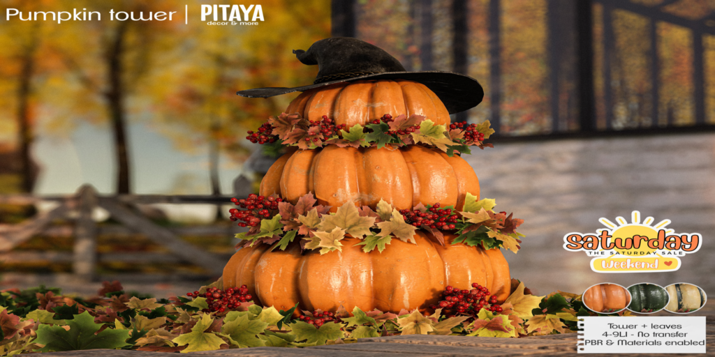 Pumpkin Tower	&lt;a href=&quot;http://maps.secondlife.com/secondlife/Atelier/43/75/3346&quot; target=&quot;_blank&quot;&gt;Teleport&lt;/a&gt;