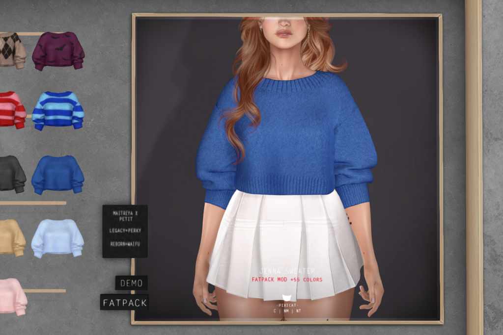 Jenna Sweater - Legacy/MaitreyaX/Reborn/+mods, L$257 each/L$1200 FP
