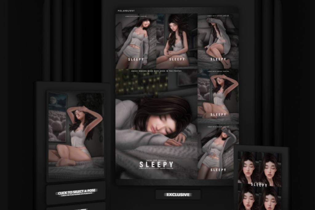 Sleepy Poses, L$35 each/L$199 FP