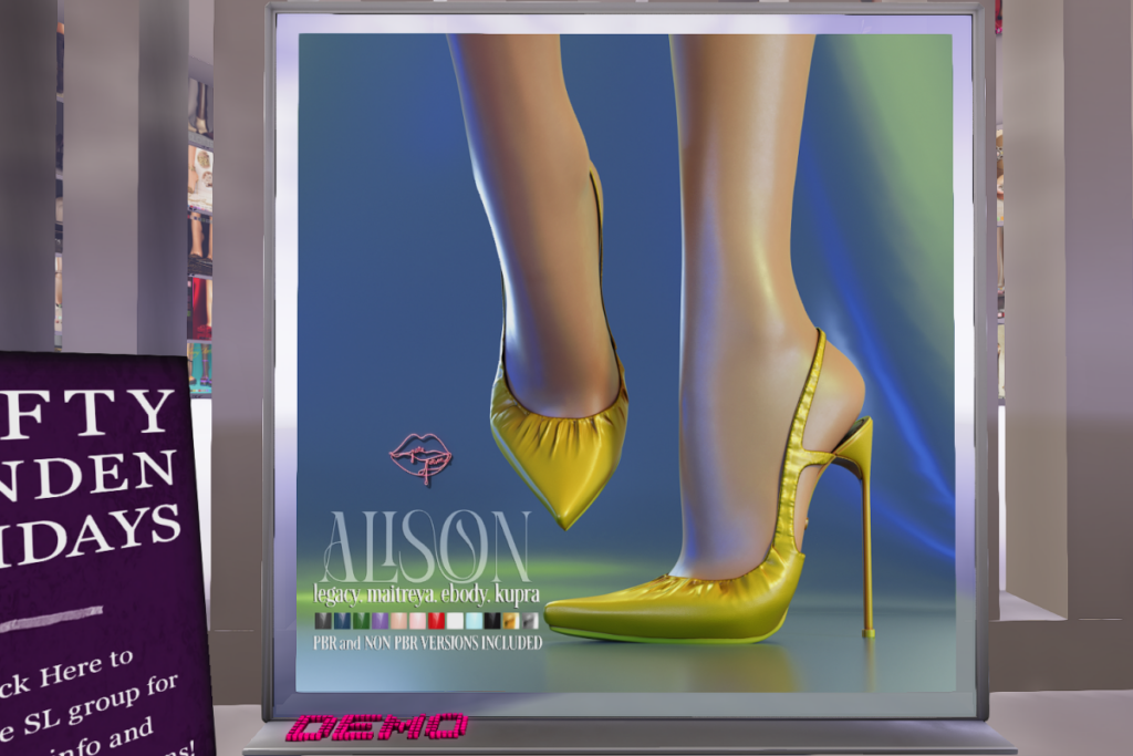 Alison Pumps - Inithium/Legacy/Maitreya/Reborn	&lt;a href=&quot;http://maps.secondlife.com/secondlife/Pure%20Poison%20District/183/72/21&quot; target=&quot;_blank&quot;&gt;Teleport&lt;/a&gt;