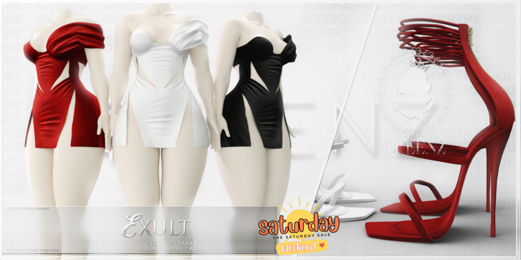 Exult Dress &amp; Heels - Inithium/Legacy/Maitreya/Reborn/+mods	&lt;a href=&quot;https://maps.secondlife.com/secondlife/QUEENZ/110/117/25&quot; target=&quot;_blank&quot;&gt;Teleport&lt;/a&gt;