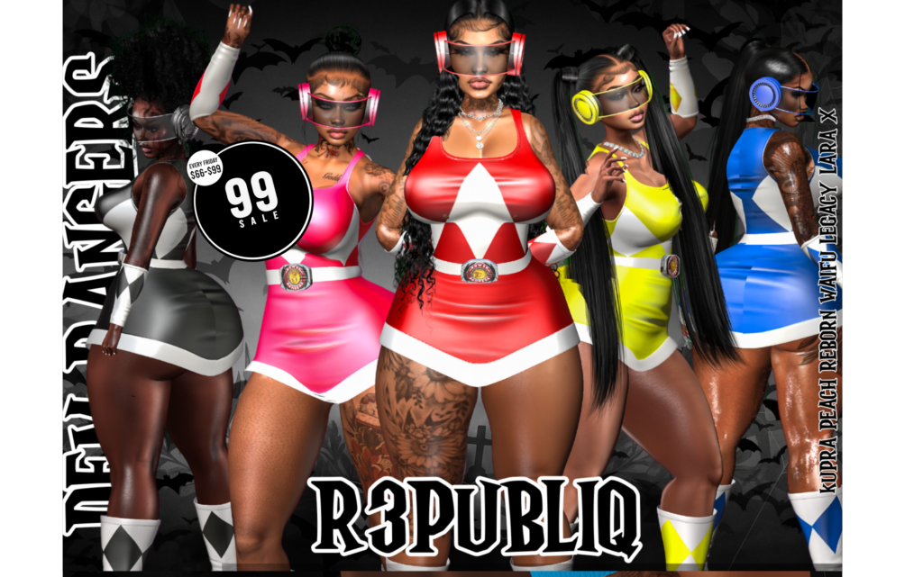 Dem Rangers Outfit - Inithium/Legacy/MaitreyaX/Peach/Reborn/+mods	&lt;a href=&quot;http://maps.secondlife.com/secondlife/TheTakeover/141/144/3015&quot; target=&quot;_blank&quot;&gt;Teleport&lt;/a&gt;