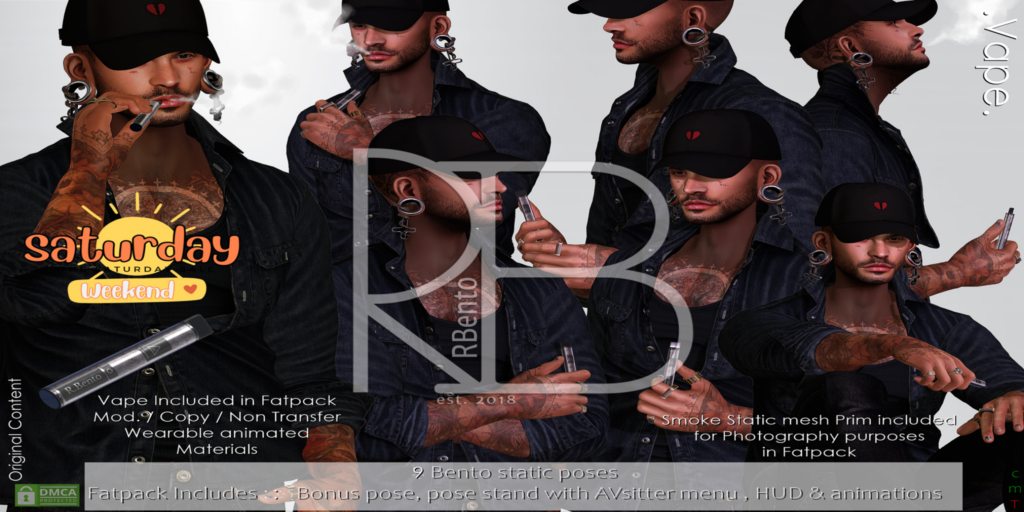 Vape Poses	&lt;a href=&quot;http://maps.secondlife.com/secondlife/Lost%20Inhibitions/192/192/22&quot; target=&quot;_blank&quot;&gt;Teleport&lt;/a&gt;