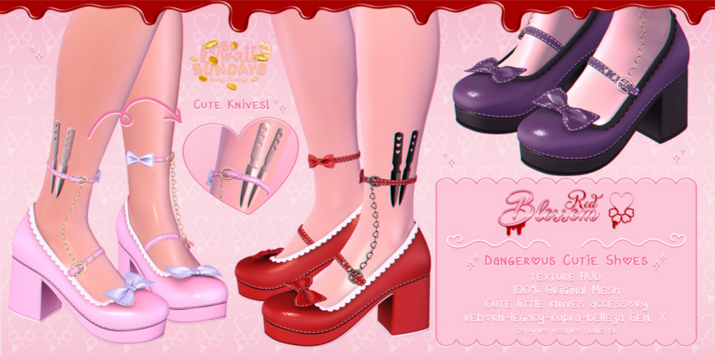 Dangerous Cutie Shoes - GenX/Inithium/Legacy/Reborn	&lt;a href=&quot;https://maps.secondlife.com/secondlife/Anhedonia/112/132/998&quot; target=&quot;_blank&quot;&gt;Teleport&lt;/a&gt;