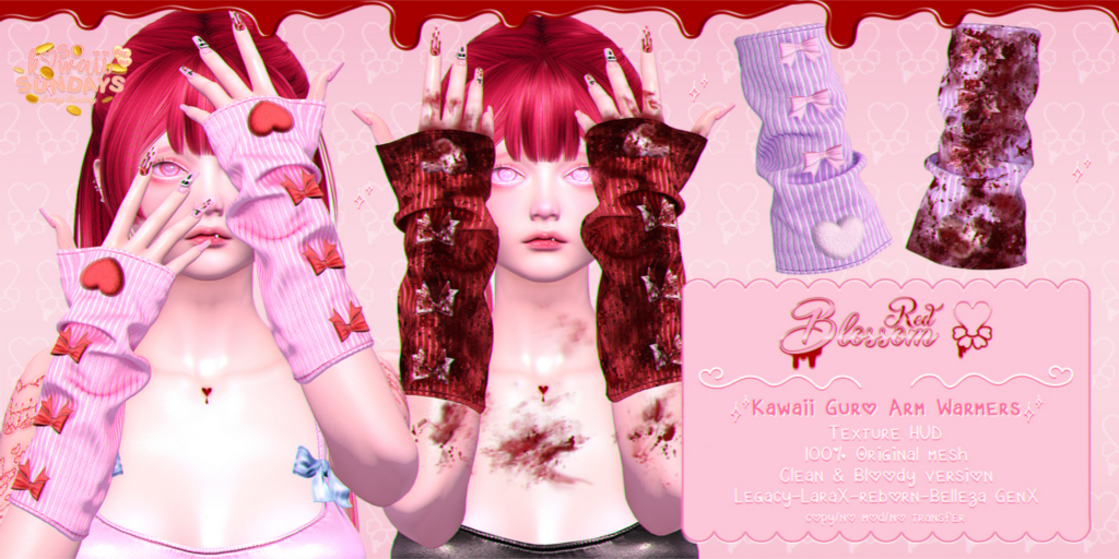 Kawaii Guro Arm Warmers - GenX/Legacy/MaitreyaX/Reborn	&lt;a href=&quot;http://maps.secondlife.com/secondlife/Anhedonia/112/132/998&quot; target=&quot;_blank&quot;&gt;Teleport&lt;/a&gt;