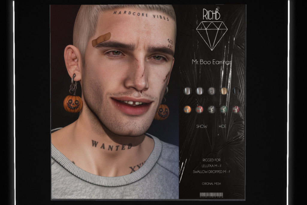 Mr Boo Earrings - EvoX/Swallow Dropped, L$350