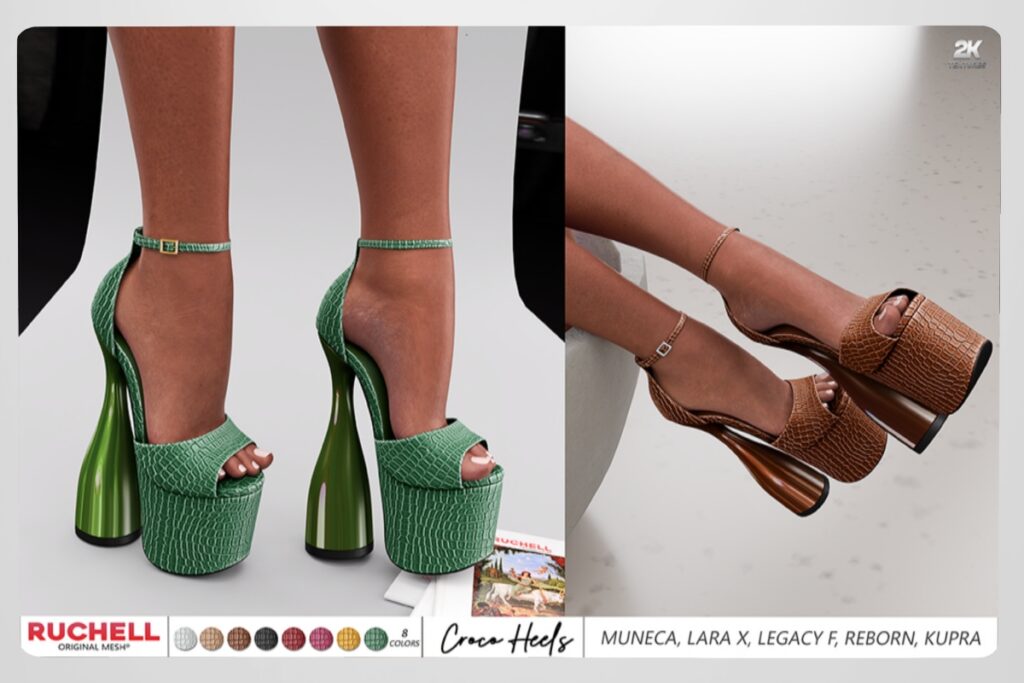 Croco Heels - Inithium/Legacy/MaitreyaX/Reborn/Yentements, L$349 each/L$1396 FP