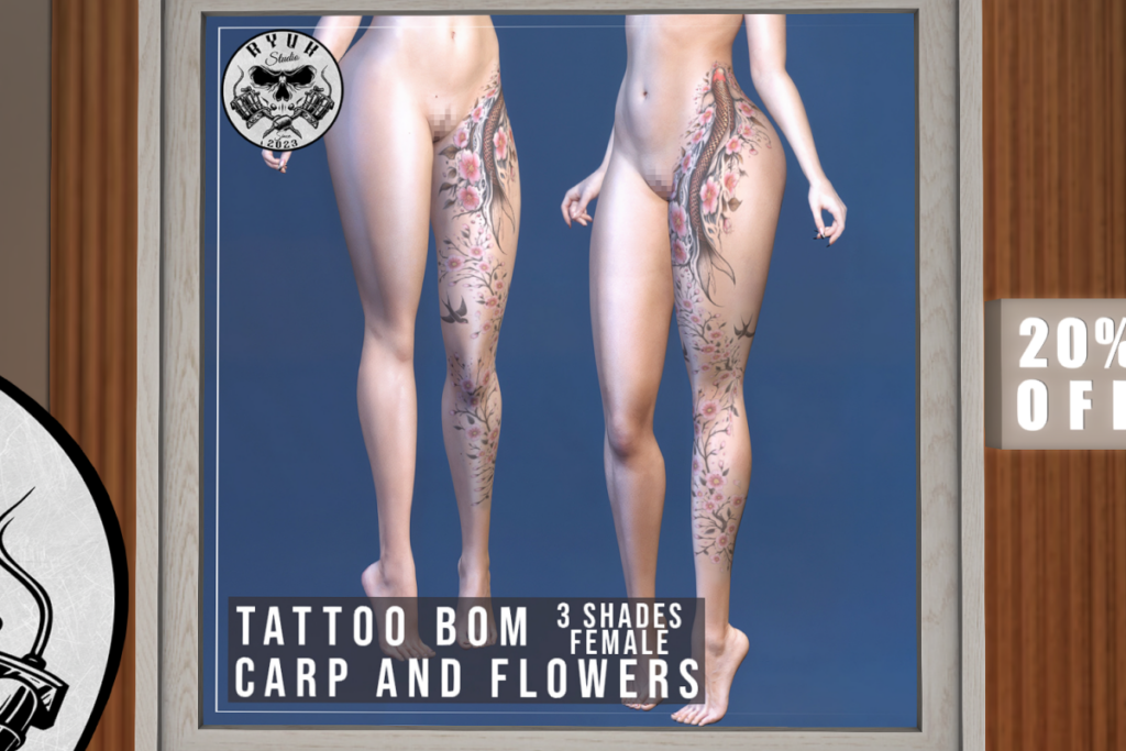 Carp and Flowers Tattoo - BOM, L$200