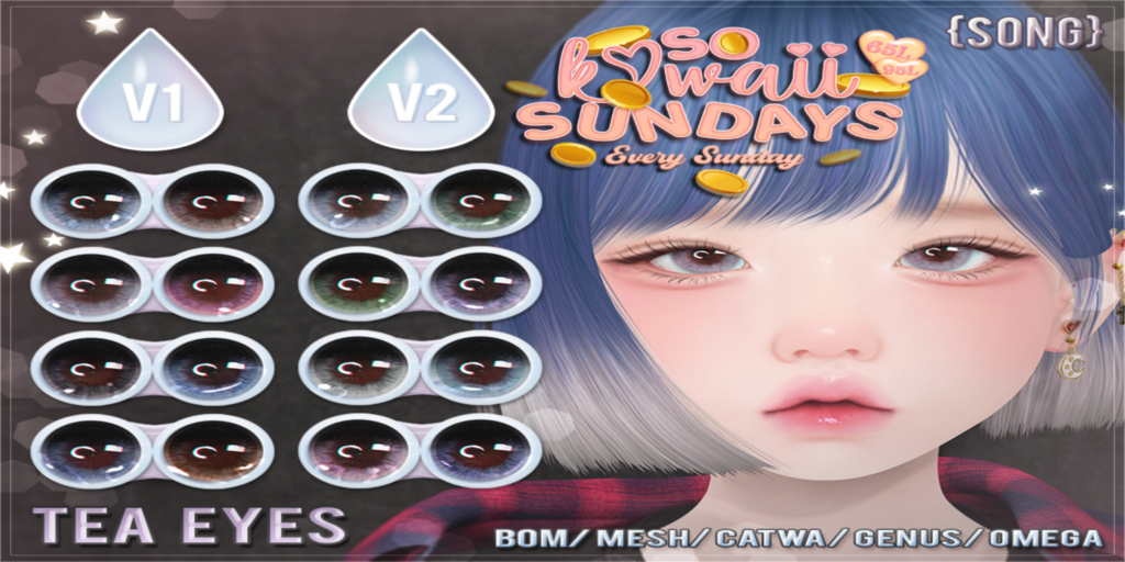 Tea Eyes - BOM/Catwa/Genus/Mesh/Omega	&lt;a href=&quot;http://maps.secondlife.com/secondlife/Meringue/61/83/1064&quot; target=&quot;_blank&quot;&gt;Teleport&lt;/a&gt;
