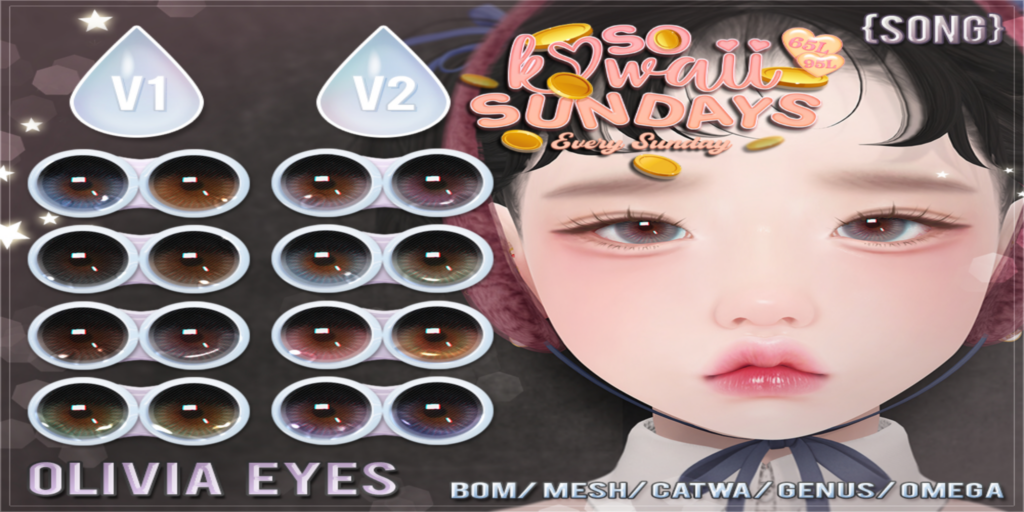 Olivia Eyes - BOM/Catwa/Genus/Mesh/Omega	&lt;a href=&quot;http://maps.secondlife.com/secondlife/Meringue/61/83/1064&quot; target=&quot;_blank&quot;&gt;Teleport&lt;/a&gt;