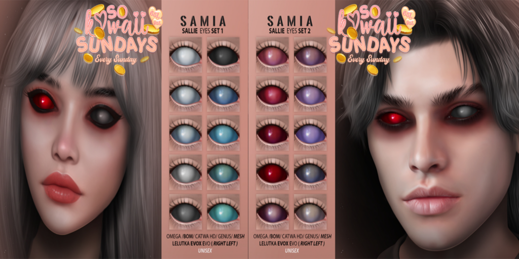 Sally Eyes Set 1 &amp; Set 2 - BOM/Catwa/EvoX/Genus/Omega	&lt;a href=&quot;http://maps.secondlife.com/secondlife/District%20Blue/220/101/3006&quot; target=&quot;_blank&quot;&gt;Teleport&lt;/a&gt;