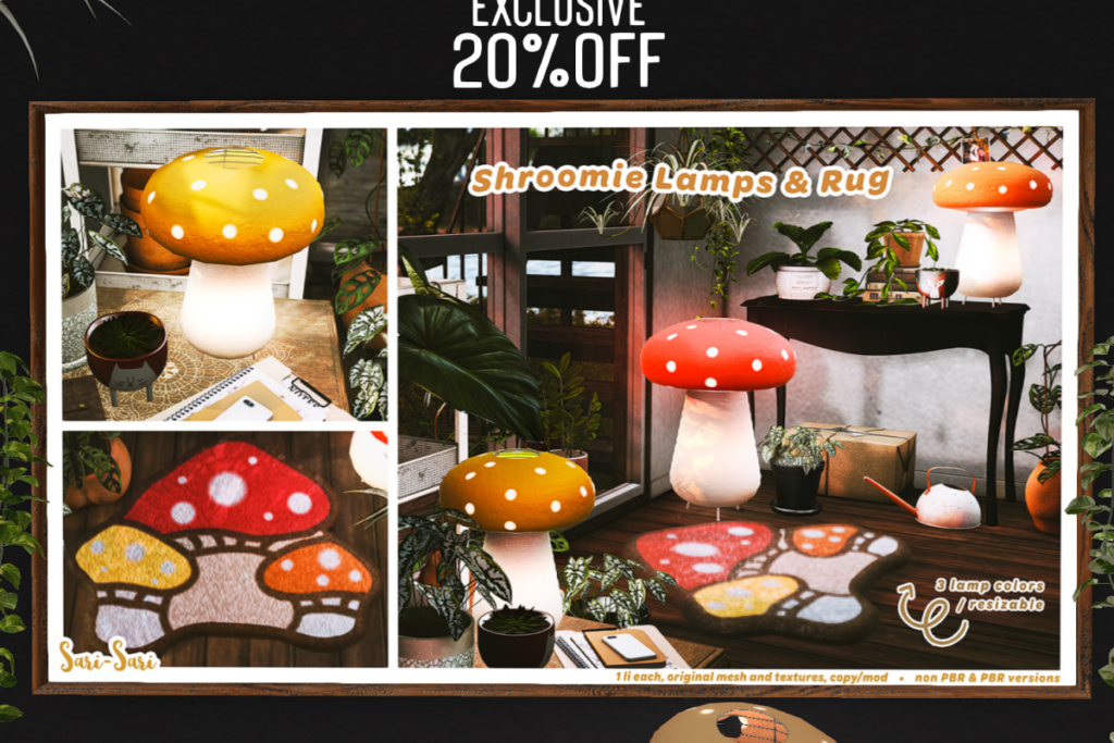Shroomie Lamps &amp; Rug, L$240