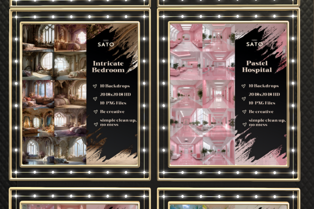 Intricate Bedroom &amp; Pastel Hospital Backdrops, L$180 each