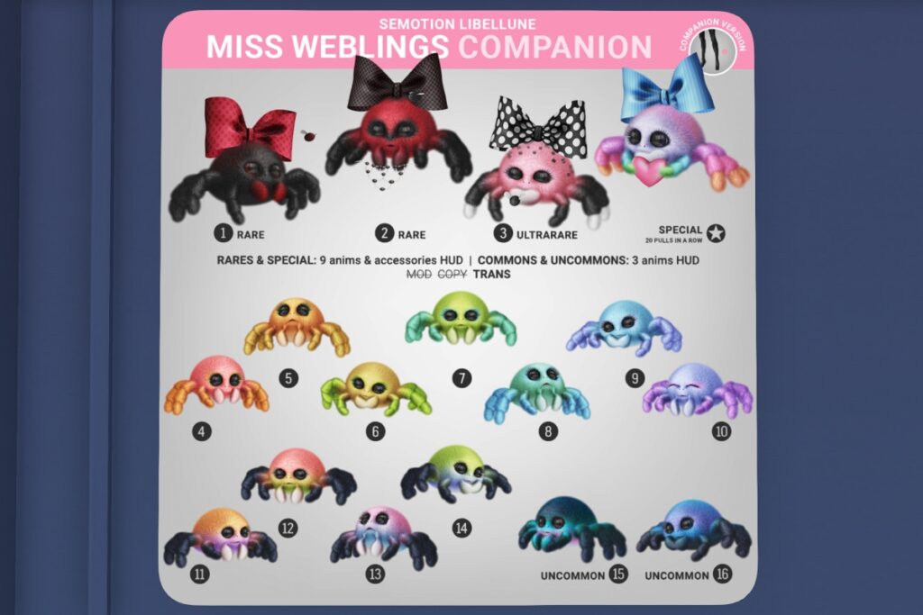 Miss Weblings Animated Companion, L$88 per play