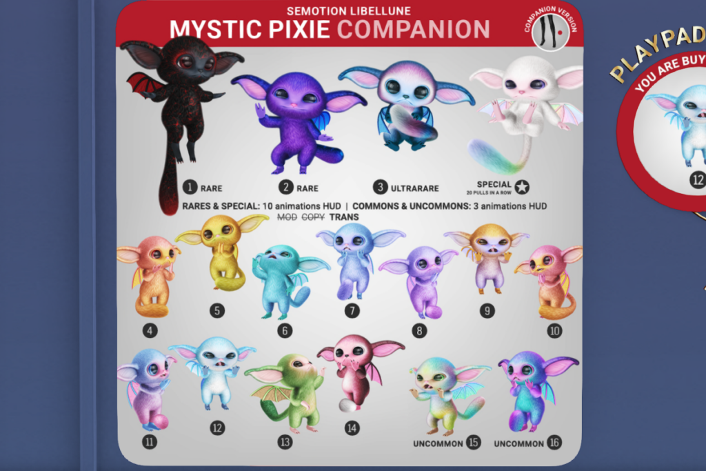 Mystic Pixie Companion, L$88 each
