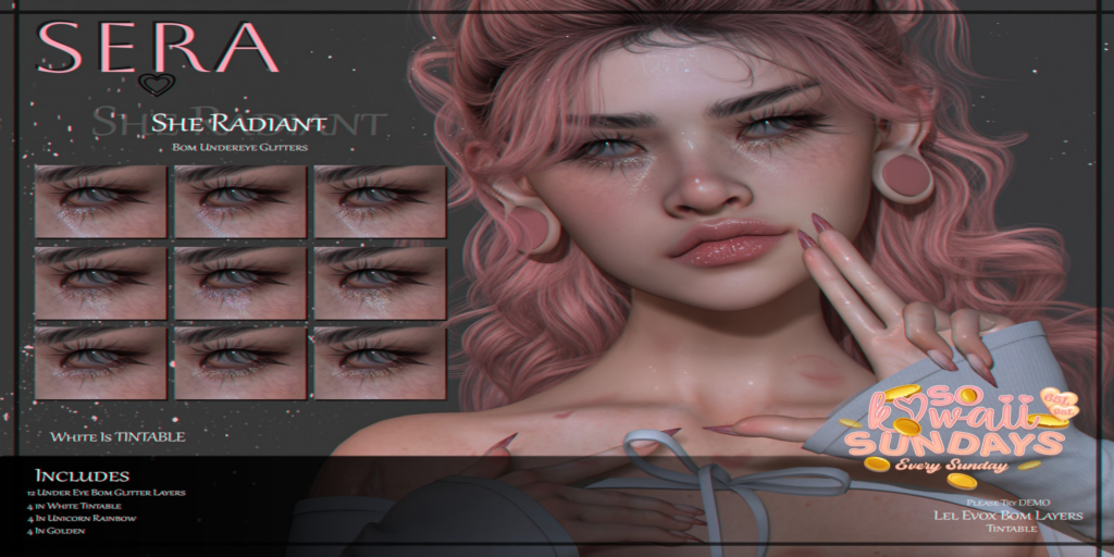 She Radiant Undereye Glitter - EvoX	&lt;a href=&quot;http://maps.secondlife.com/secondlife/Unique%20Falls/192/191/2002&quot; target=&quot;_blank&quot;&gt;Teleport&lt;/a&gt;