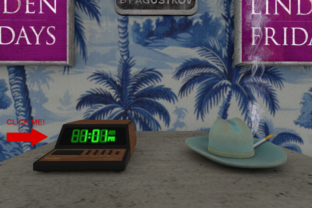 Cowboy Hat Ashtray | Digital Clock M93	&lt;a href=&quot;http://maps.secondlife.com/secondlife/Seven%20Emporium/154/138/21&quot; target=&quot;_blank&quot;&gt;Teleport&lt;/a&gt;