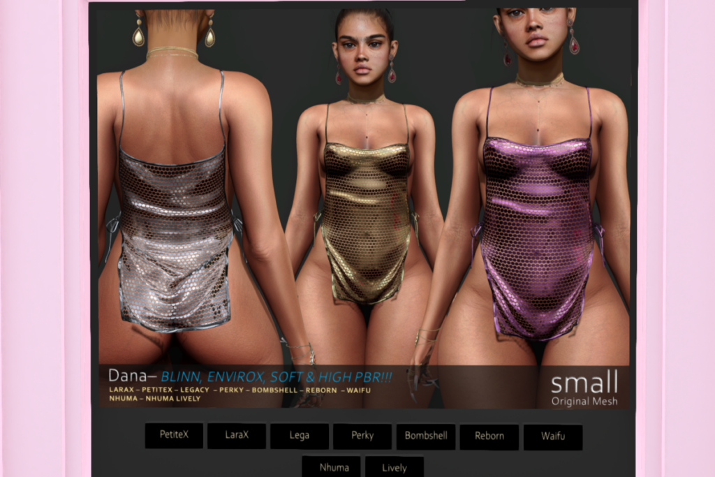 Dana Dress - Legacy/MaitreyaX/Nhumana/Reborn/+mods, L$699 each/L$1999 FP