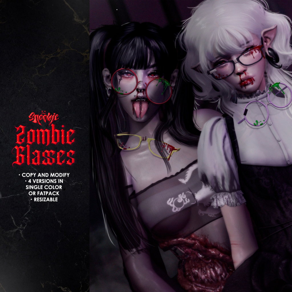 Zombie Glasses	&lt;a href=&quot;http://maps.secondlife.com/secondlife/Cookies/217/189/2222&quot; target=&quot;_blank&quot;&gt;Teleport&lt;/a&gt;