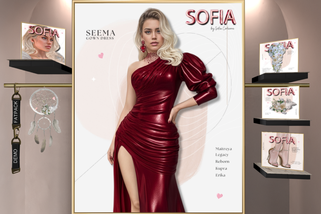 Seema Gown Dress - Erika/Inithium/Legacy/Maitreya/Reborn, L$155 each/L$550 FP