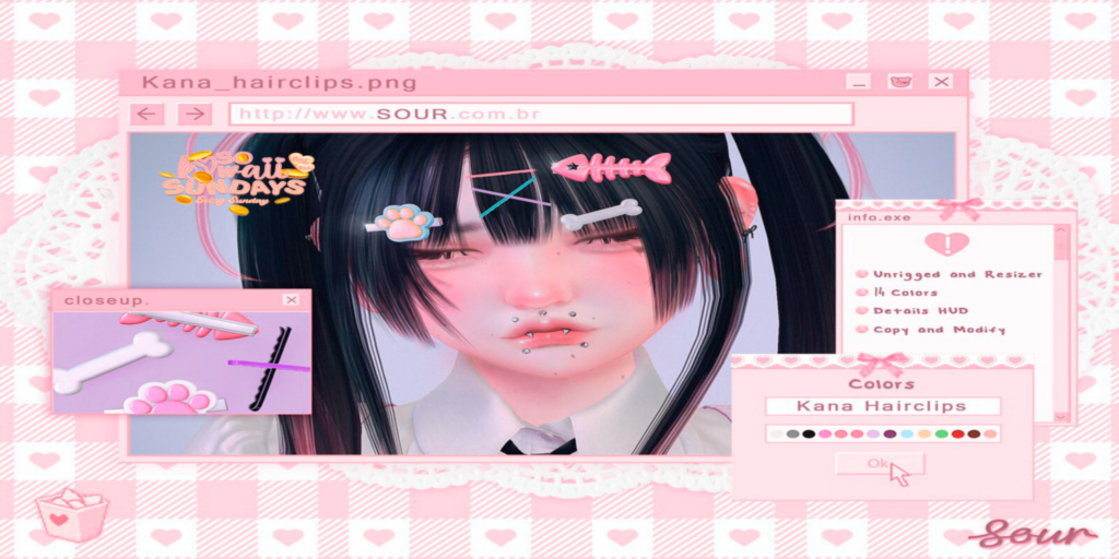 Kana Hairclips	&lt;a href=&quot;http://maps.secondlife.com/secondlife/Tomoeda/173/204/28&quot; target=&quot;_blank&quot;&gt;Teleport&lt;/a&gt;