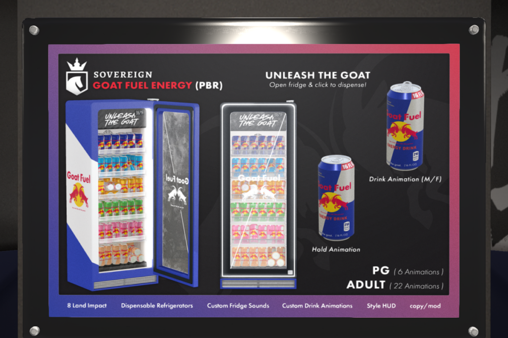 Goat Fuel Energy, L$549-L$849 each