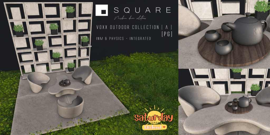 Voxx Outdoor Collection	&lt;a href=&quot;http://maps.secondlife.com/secondlife/Pandoro/179/89/3497&quot; target=&quot;_blank&quot;&gt;Teleport&lt;/a&gt;