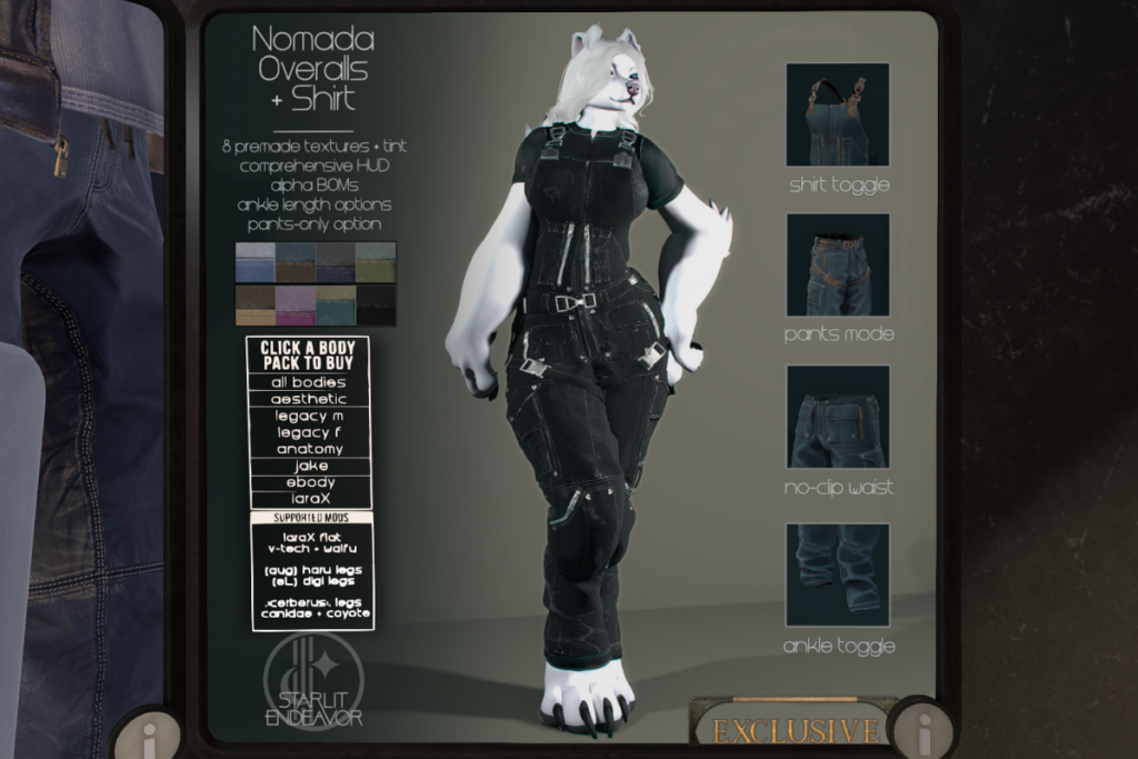 Nomada Overalls &amp; Shirt - Aesthetic/Jake/Legacy F+M/MaitreyaX/Reborn/+mods, L$950 each/L$1900 FP