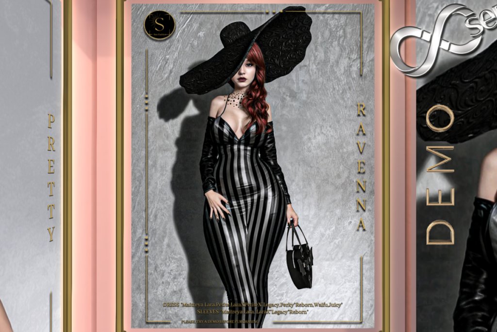 Ravenna Dress, Sleeves, Hat, &amp; Hand-Bag - Legacy/Maitreya/Reborn/+mods, L$150-L$199 each/L$630-L$830 each FP
