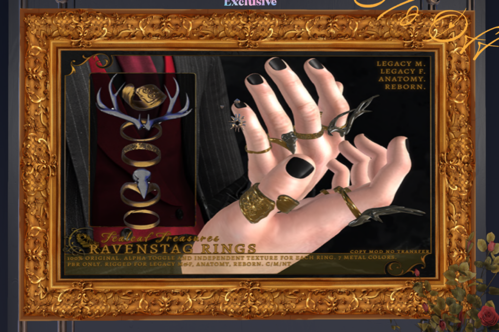 Ravenstag Rings - Anatomy/Legacy F+M/Reborn, L$225