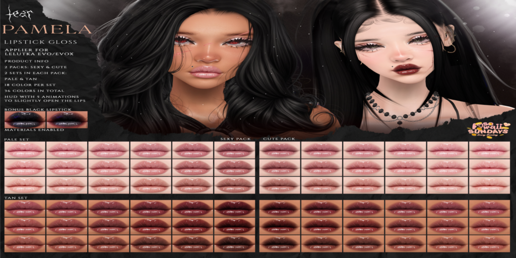 Pamela Lipstick - Evo/EvoX	&lt;a href=&quot;http://maps.secondlife.com/secondlife/Hashira/150/190/3&quot; target=&quot;_blank&quot;&gt;Teleport&lt;/a&gt;