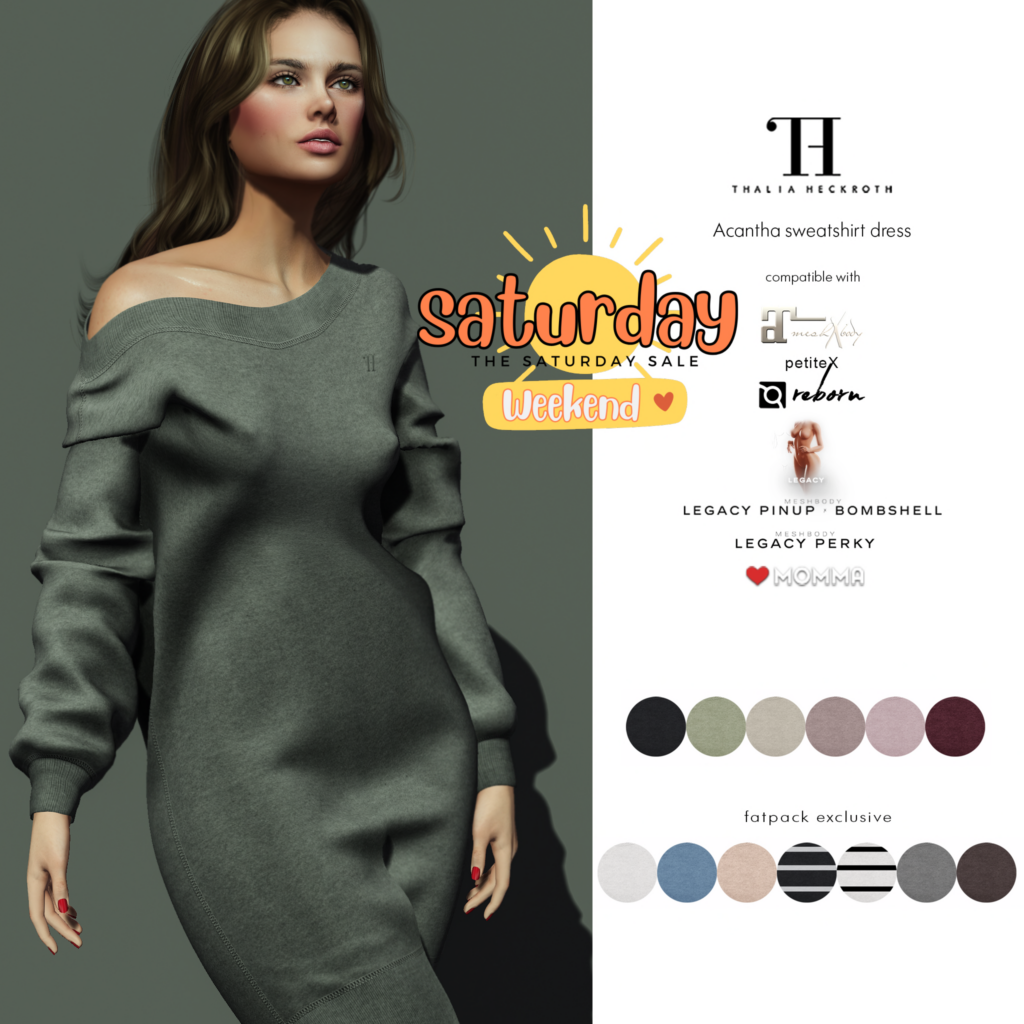 Acantha Sweatshirt Dress - Legacy/MaitreyaX/Persephone/Reborn/+mods	&lt;a href=&quot;http://maps.secondlife.com/secondlife/Fingal/127/86/23&quot; target=&quot;_blank&quot;&gt;Teleport&lt;/a&gt;