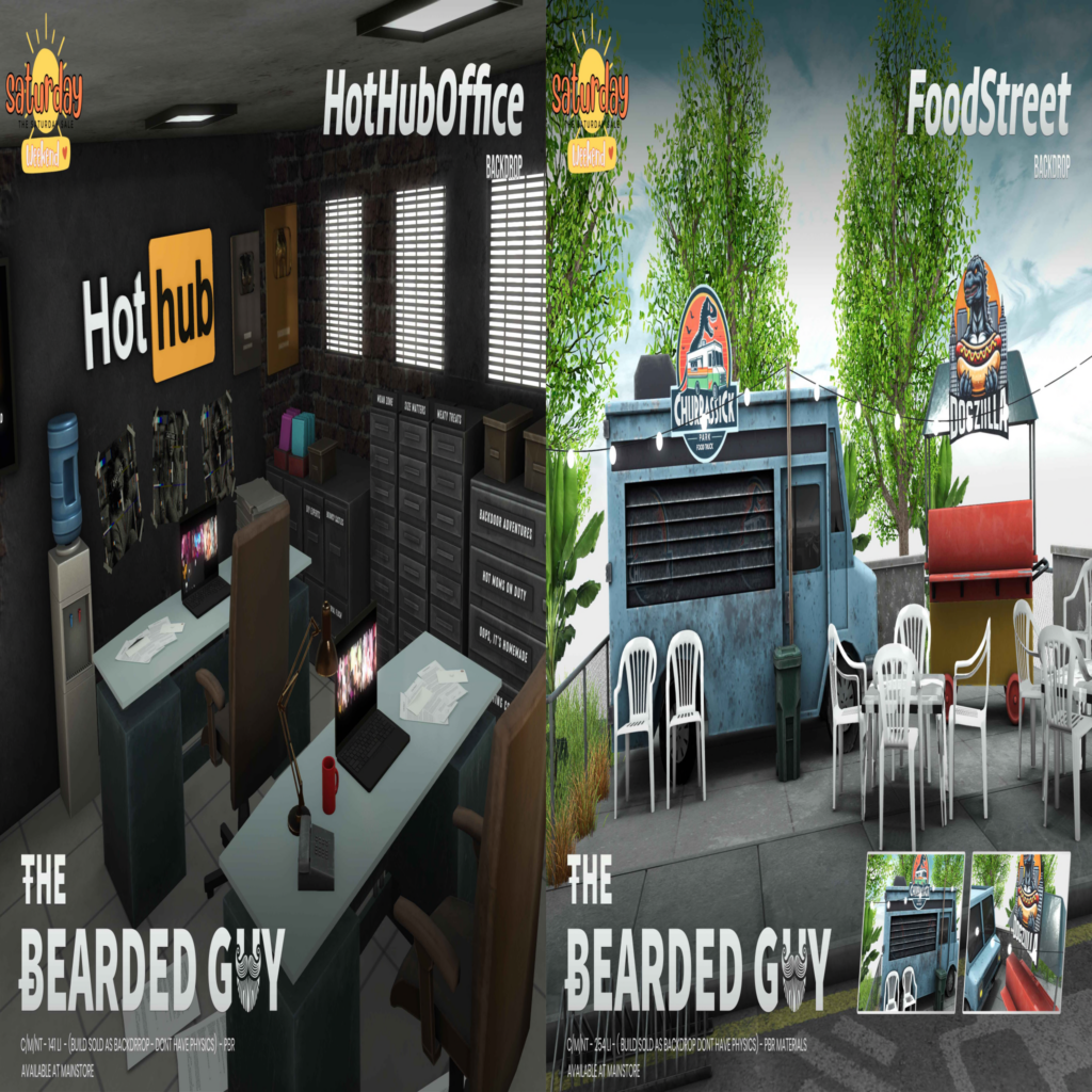Hot Hub Office Backdrop | Food Street Backdrop	&lt;a href=&quot;http://maps.secondlife.com/secondlife/Moonwall/169/121/32&quot; target=&quot;_blank&quot;&gt;Teleport&lt;/a&gt;