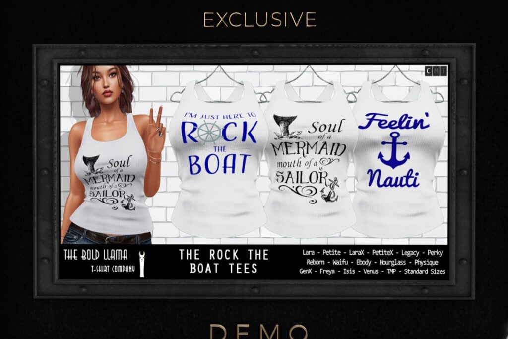 The Rock The Boat Tees - see ad for fits, L$150 FP