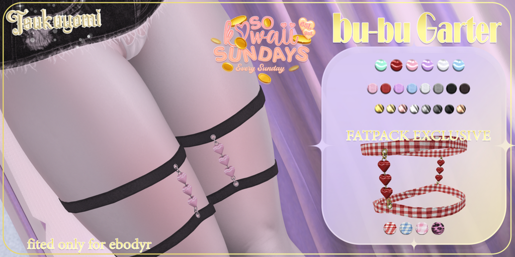 Bu-Bu Garter - Reborn	&lt;a href=&quot;http://maps.secondlife.com/secondlife/Hashira/58/164/3&quot; target=&quot;_blank&quot;&gt;Teleport&lt;/a&gt;