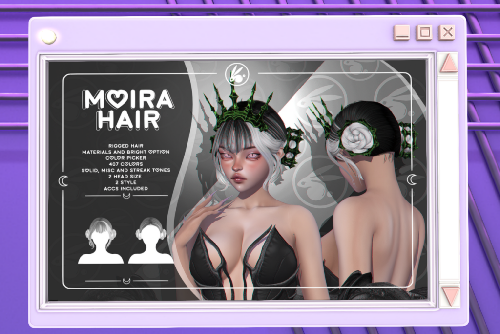 Moira Hair, L$350 each/L$600 FP