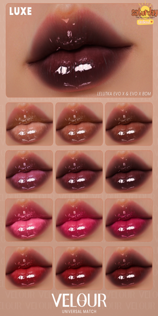 Luxe Faded Lipsticks - EvoX	&lt;a href=&quot;http://maps.secondlife.com/secondlife/VELOUR/93/115/83&quot; target=&quot;_blank&quot;&gt;Teleport&lt;/a&gt;