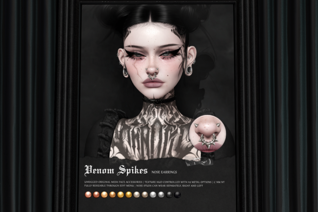 Venom Spikes Nose Piercings, L$399