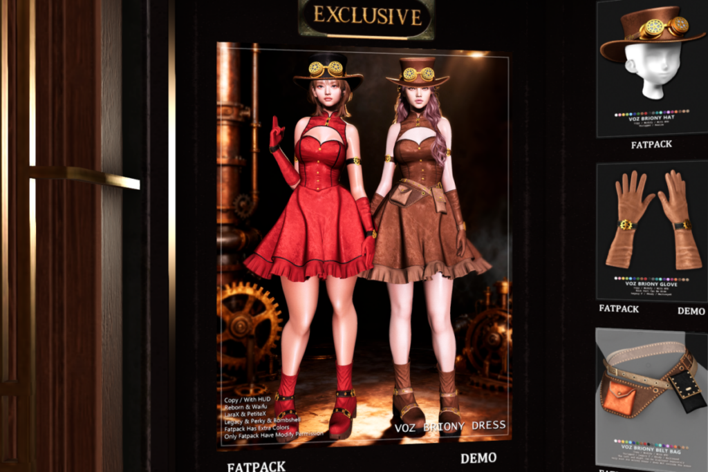 Briony Dress - Legacy/MaitreyaX/Reborn/+mods, L$300 each/L$1500 FP | Briony Accessories - see ads for fits, L$275-L$500 each