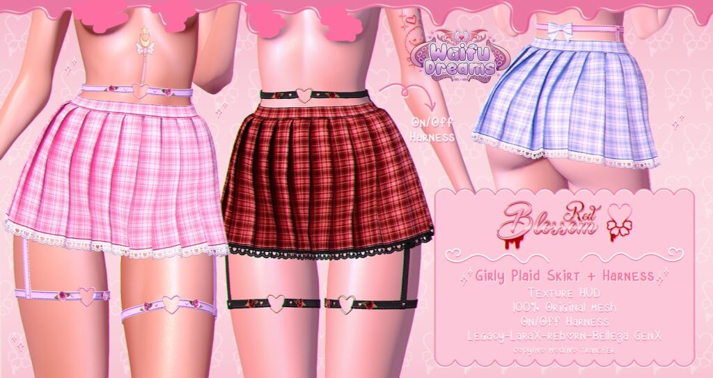 Girly Plaid Skirt &amp; Harness - GenX/Legacy/MaitreyaX/Reborn