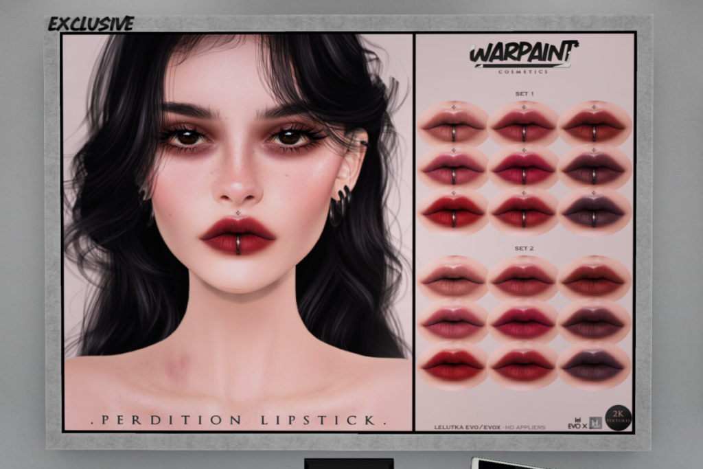 Perdition Lipstick - Evo/EvoX, L$240 each/L$420 FP