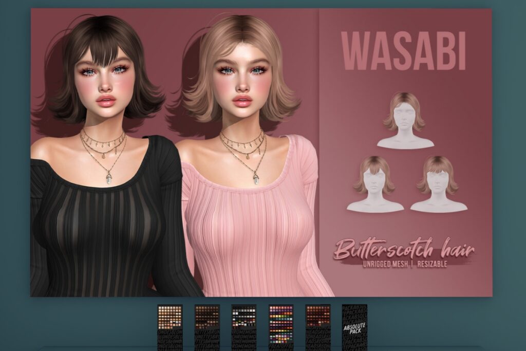 Butterscotch Hairstyle, L$275 each/L$400 FP