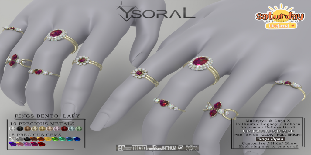 Lady Rings - GenX/Inithium/Legacy/Maitreya/Nhumana/Reborn/+mods	&lt;a href=&quot;https://maps.secondlife.com/secondlife/ysoral/128/128/35&quot; target=&quot;_blank&quot;&gt;Teleport&lt;/a&gt;