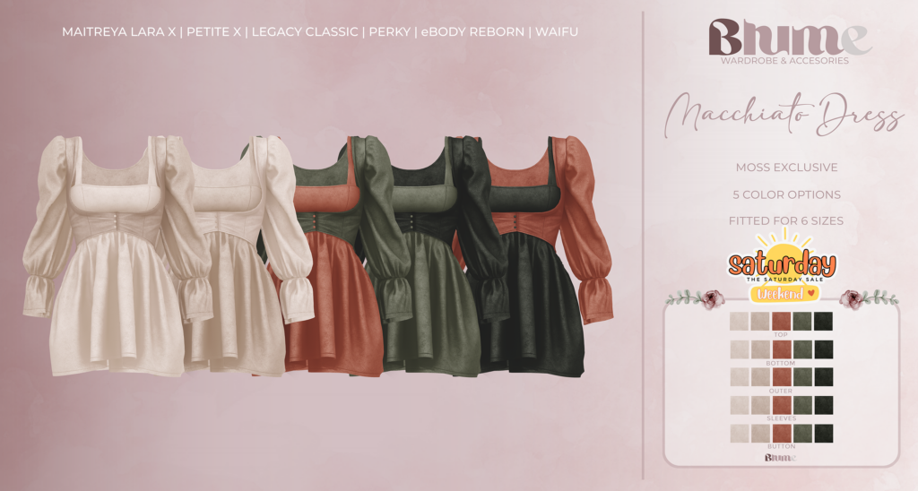 Macchiato Dress Moss - Legacy/MaitreyaX/Reborn/+mods	&lt;a href=&quot;http://maps.secondlife.com/secondlife/Bruschetta/140/42/1301&quot; target=&quot;_blank&quot;&gt;Teleport&lt;/a&gt;