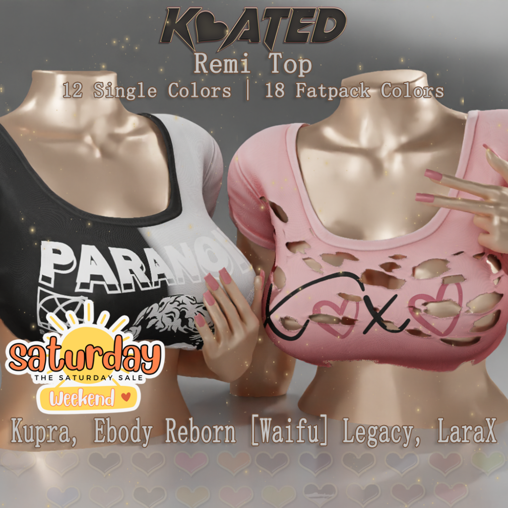 Remi Top - Inithium/Legacy/MaitreyaX/Reborn/+mods	&lt;a href=&quot;http://maps.secondlife.com/secondlife/Blanche/127/8/22&quot; target=&quot;_blank&quot;&gt;Teleport&lt;/a&gt;