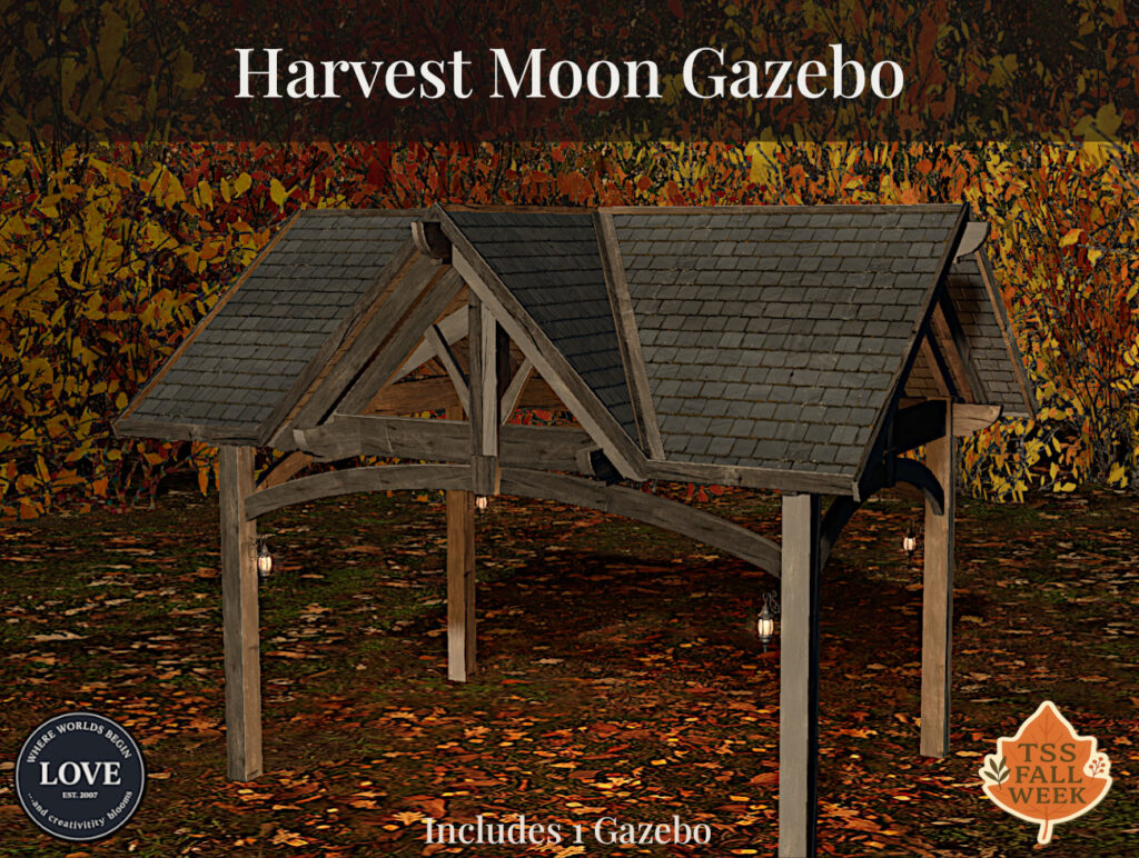 Harvest Moon Gazebo	&lt;a href=&quot;http://maps.secondlife.com/secondlife/NESWNGI/149/107/25&quot; target=&quot;_blank&quot;&gt;Teleport&lt;/a&gt;