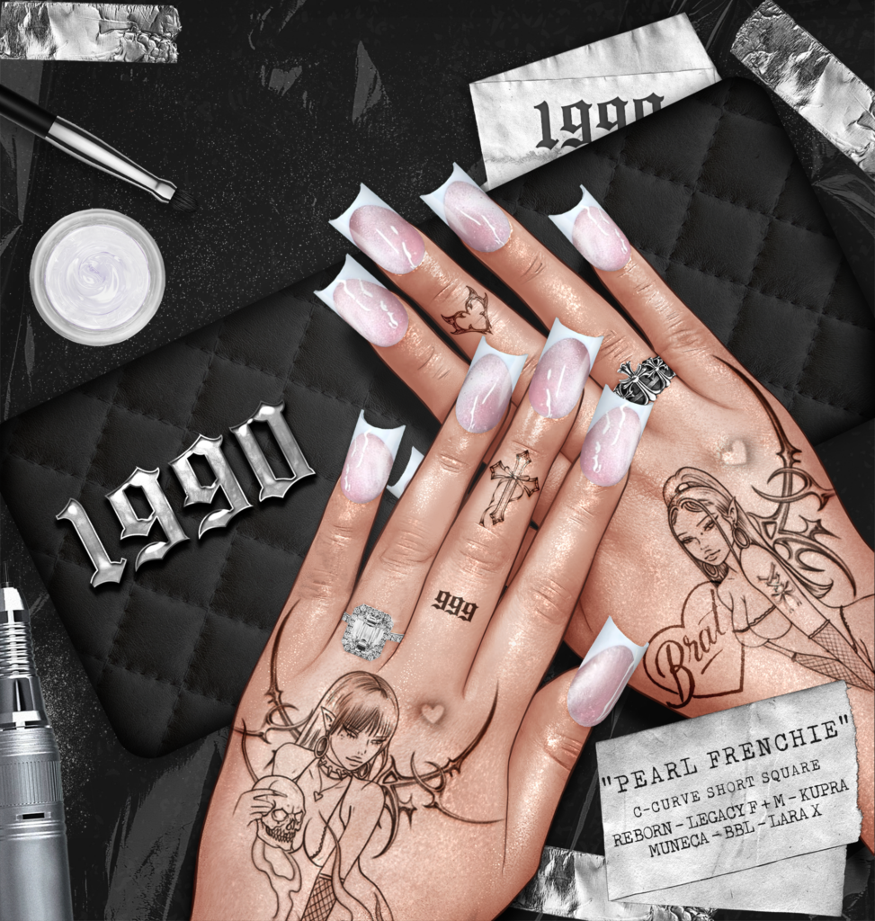 Pearl Frenchie Nails - Inithium/Legacy F+M/MaitreyaX/Reborn/Yentements	&lt;a href=&quot;http://maps.secondlife.com/secondlife/Redwood/150/106/22&quot; target=&quot;_blank&quot;&gt;Teleport&lt;/a&gt;