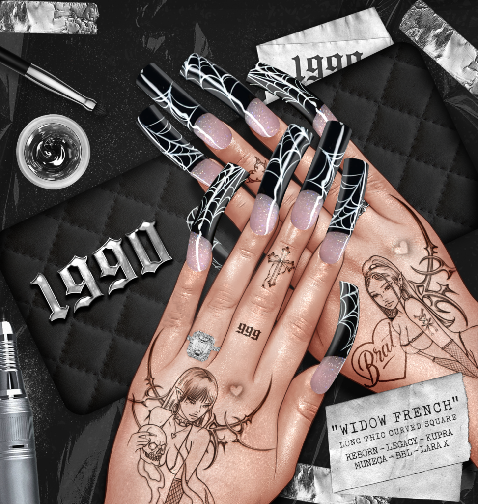 Widow French Nails - Inithium/Legacy/MaitreyaX/Reborn/Yentements	&lt;a href=&quot;https://maps.secondlife.com/secondlife/Redwood/150/106/22&quot; target=&quot;_blank&quot;&gt;Teleport&lt;/a&gt;