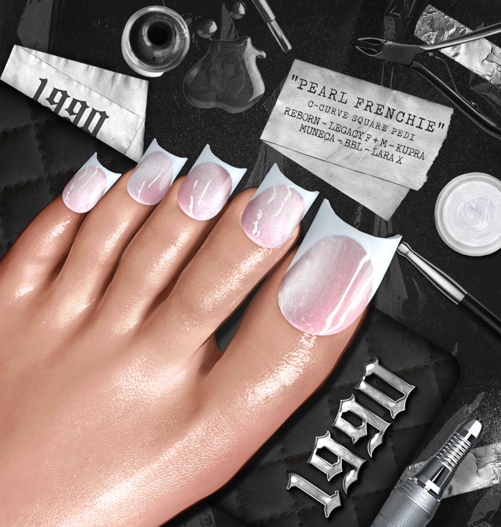 Pearl Frenchie Toenails - Inithium/Legacy F+M/MaitreyaX/Reborn/Yentements	&lt;a href=&quot;http://maps.secondlife.com/secondlife/Redwood/150/106/22&quot; target=&quot;_blank&quot;&gt;Teleport&lt;/a&gt;